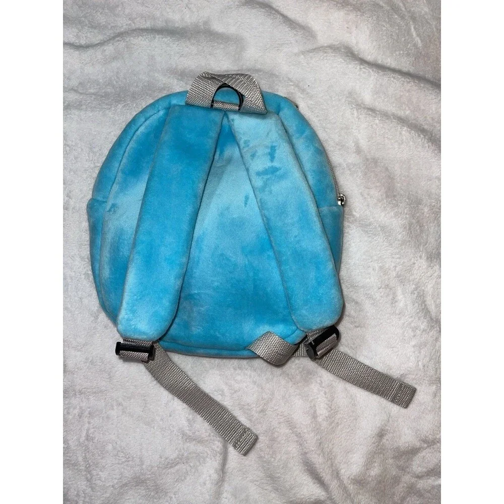 Kids Mini Plush Shark Backpack Blue Gray Red Zip, Adjustable Straps